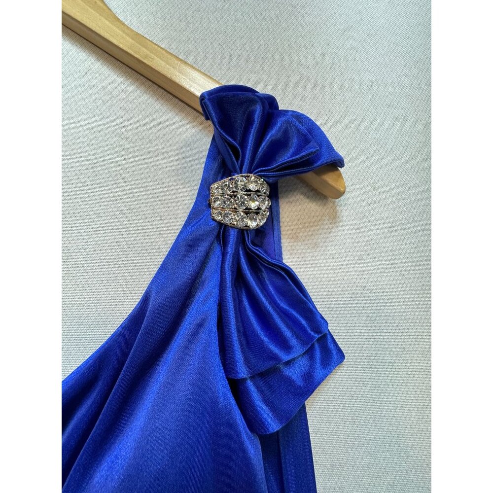 Deb Women's Elegant Mini Dress Sleeveless Size Medium Solid Blue Lightweight - Picture 6 of 12
